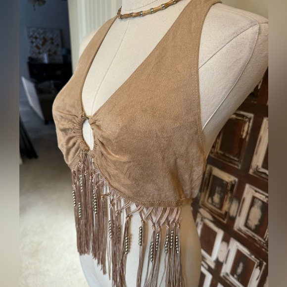Windsor faux suede fringe halter - size L - Picture 5 of 9